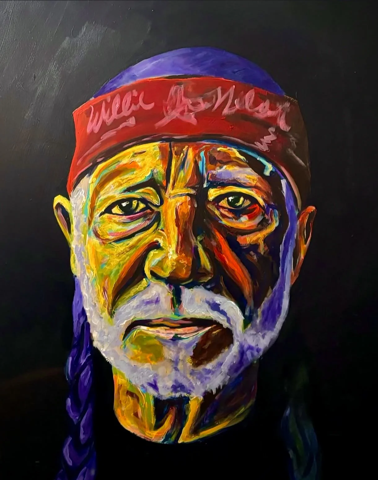 "Willie Nelson", Acrylic on Canvas, 22 X 28, 2024