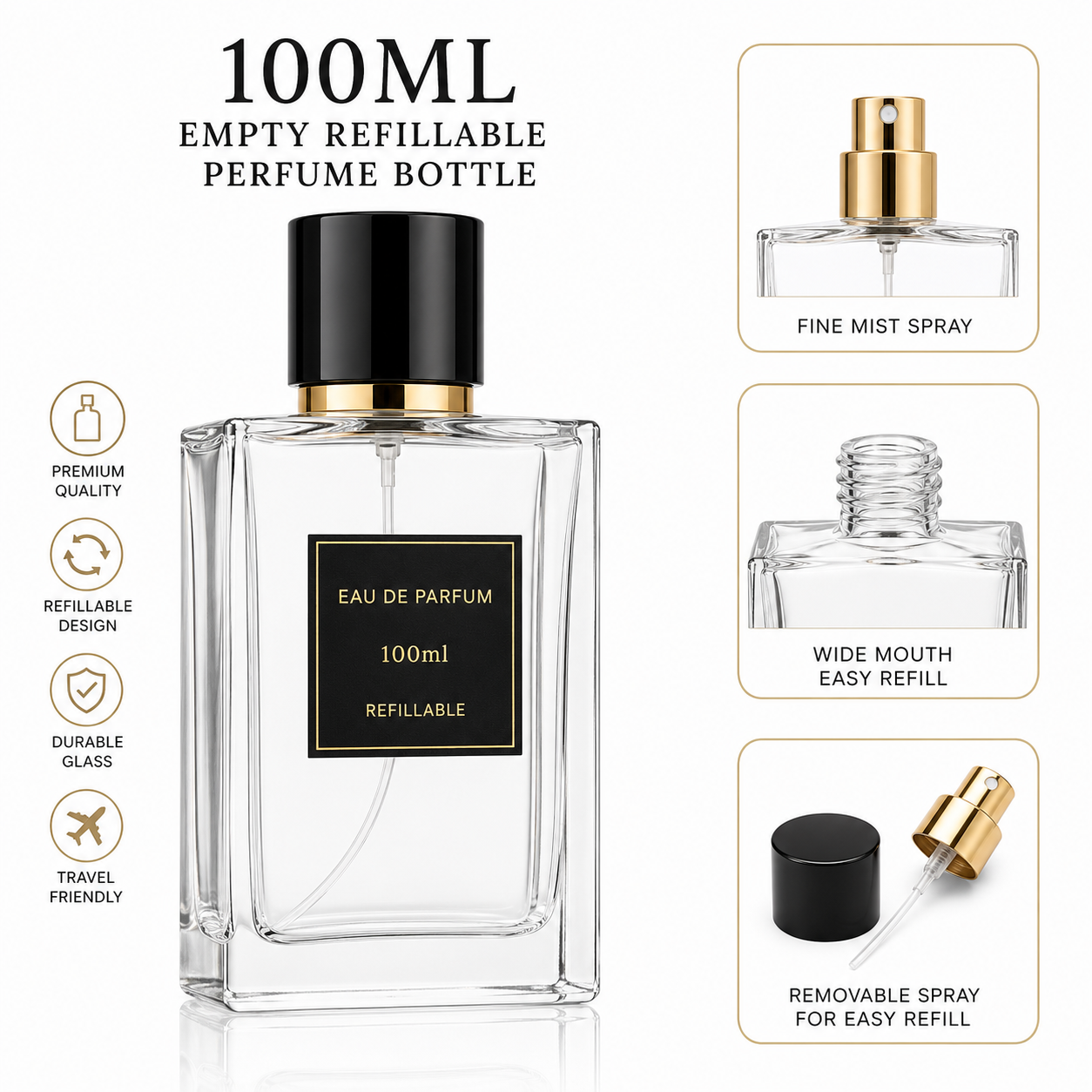 100ml Empty Refillable Perfume Bottle