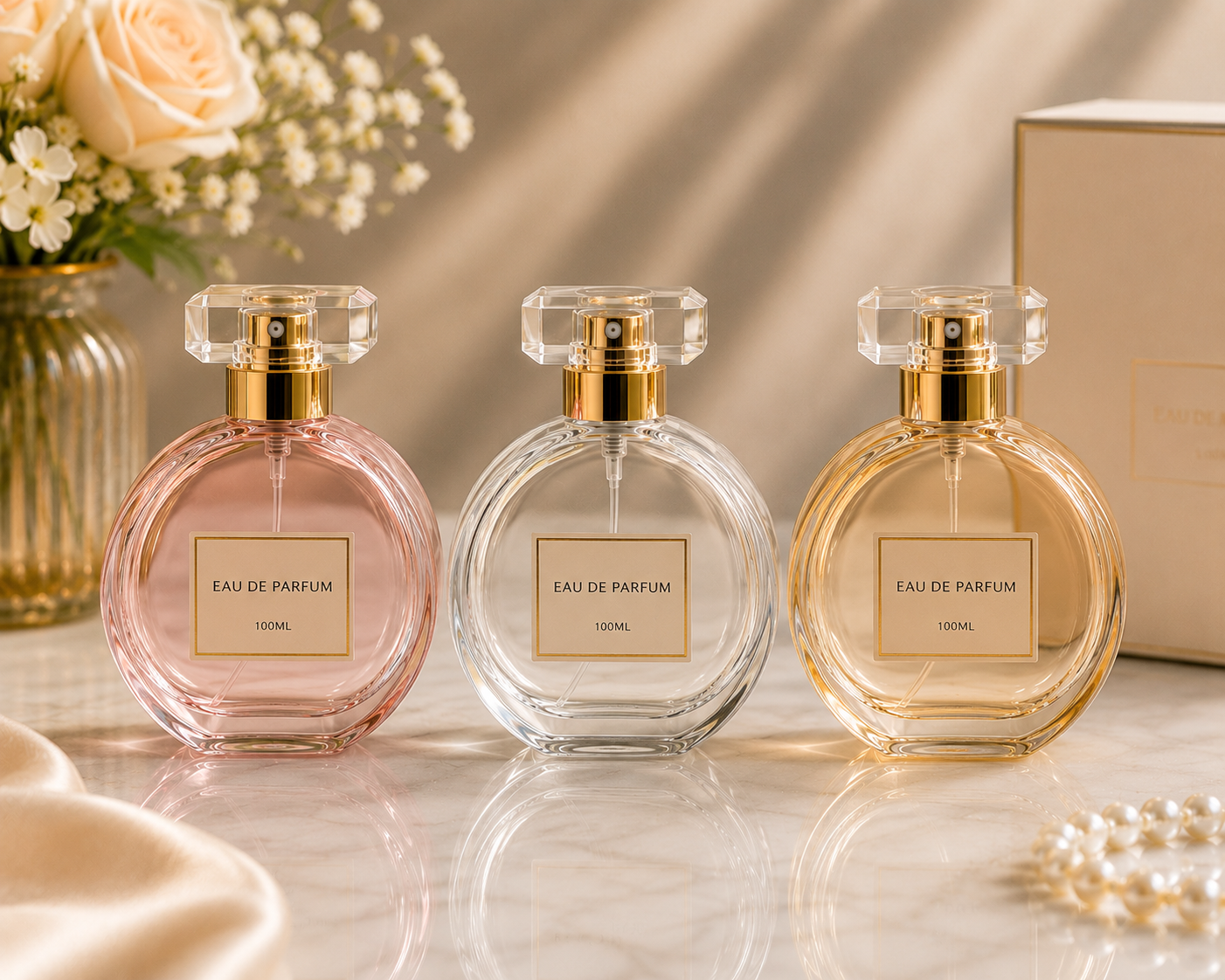 Round Glass Perfume Bottle (3 Colors)