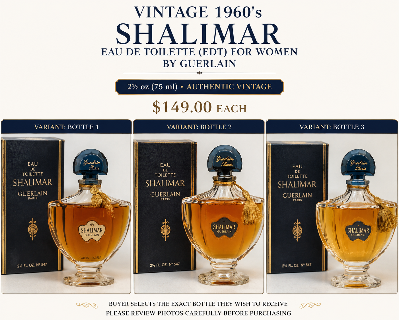 Vintage 1960's Shalimar Eau de Toilette (EDT) for Women by Guerlain