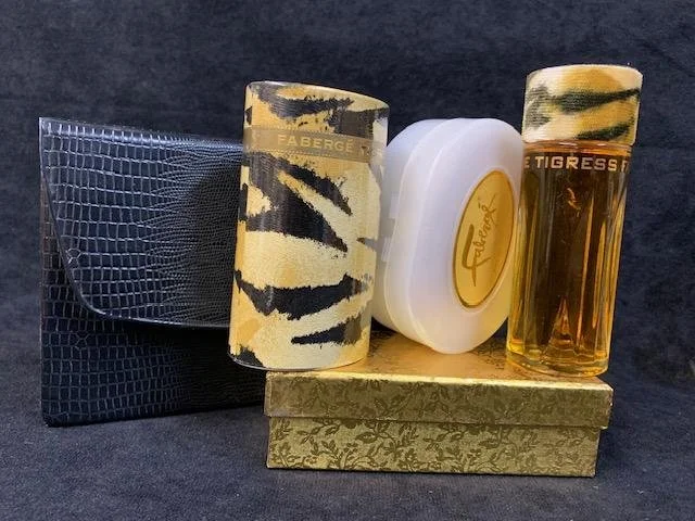 Vintage Fabergé Tigress 3-Piece Gift Set with Black Pouch