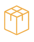A gold-colored 3D icon of a box with a grid pattern on top