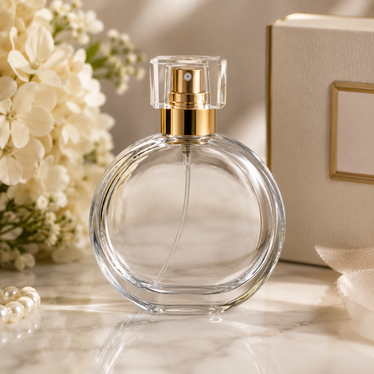 50ml Empty Refillable Flat Round Perfume Bottle