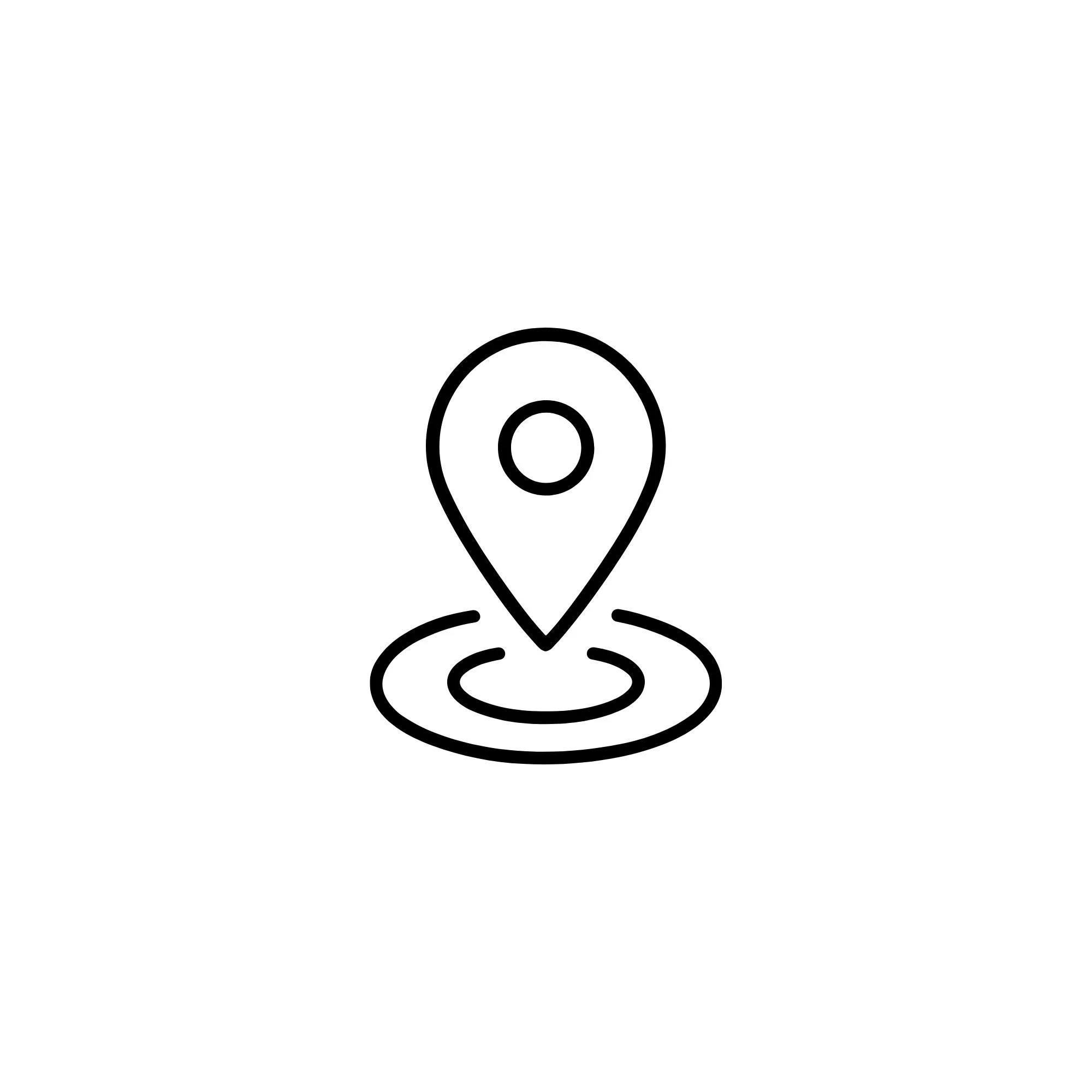 Une icône minimaliste représentant un emplacement de localisation ou un marqueur, avec un cercle central à l'intérieur d'une goutte d'eau ou d'une forme de goutte.