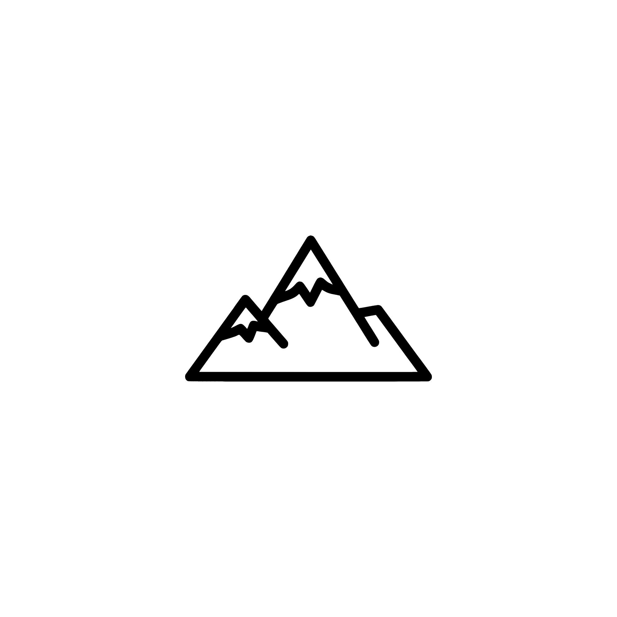 Un dessin minimaliste d'une montagne avec un sommet pointu et quelques flèches indiquant une ascension.