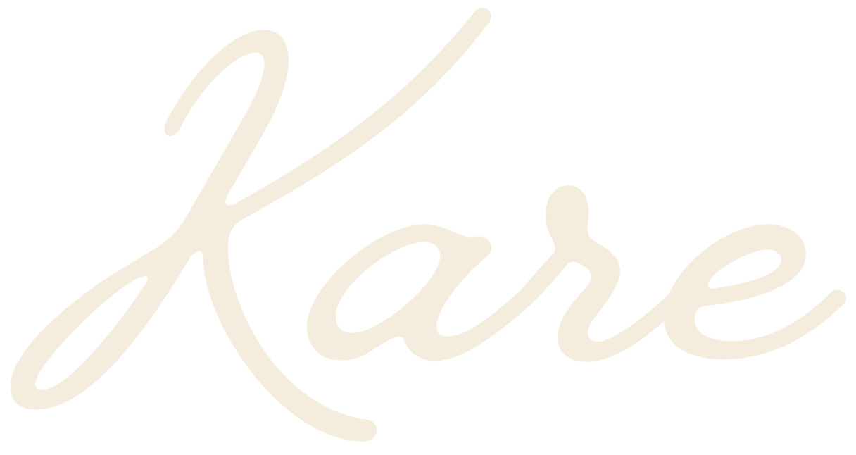 Word 'Care' written in cursive script with a cream color on a transparent background.