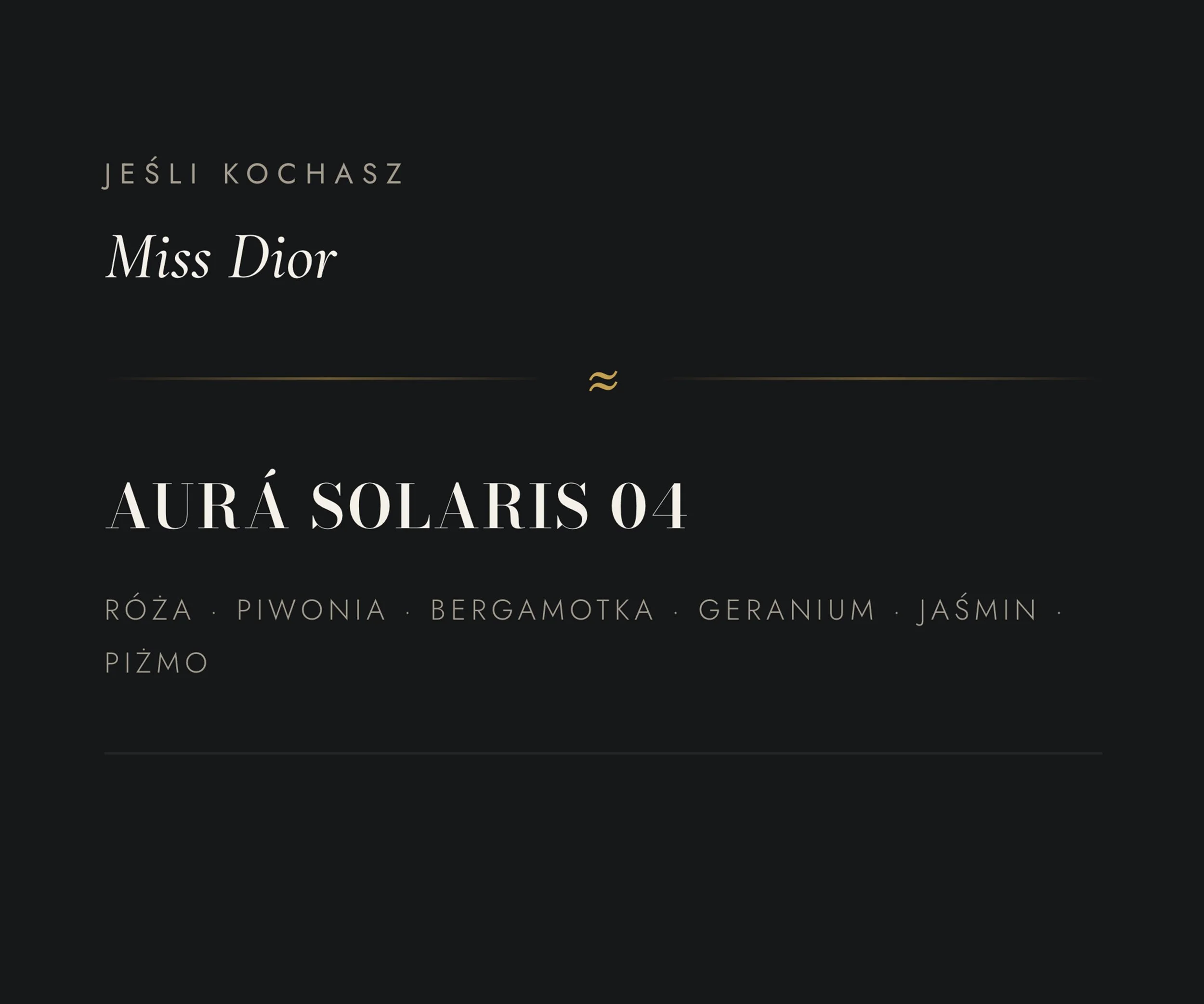 Design featuring the title "Miss Dior" by Jesli Kochasz, with additional text and decoration in a dark background style.