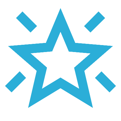 A simple graphic icon of a shining star to represent getting the data-driven tolls and support you need to elevate your impact.