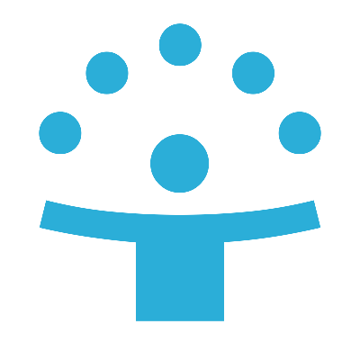A simple graphic icon of a person with their arms outstretched and an arch of circles above their head to represent empowering and impactful coaching.