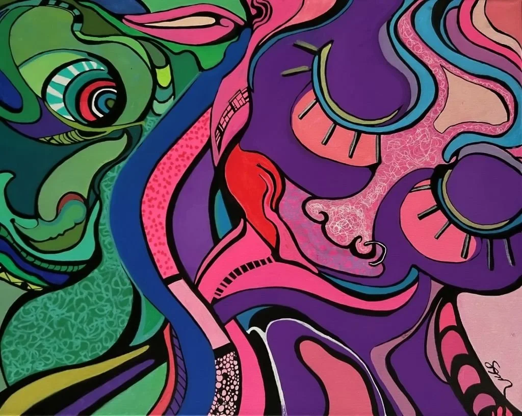 Jealousy, acrylic marker on 18x24 canvas
