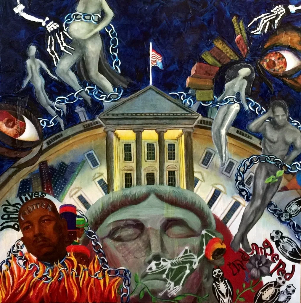 my country tis of thee, oil,acrylic on 54x54 canvas