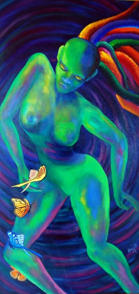 Summoned, oil on 28x48 canvas