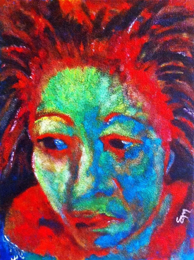 Damaged, oil over sand on 18x24 