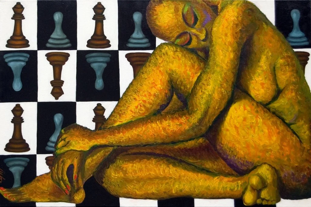 Queen as Pawn, oil on 24x36 canvas
