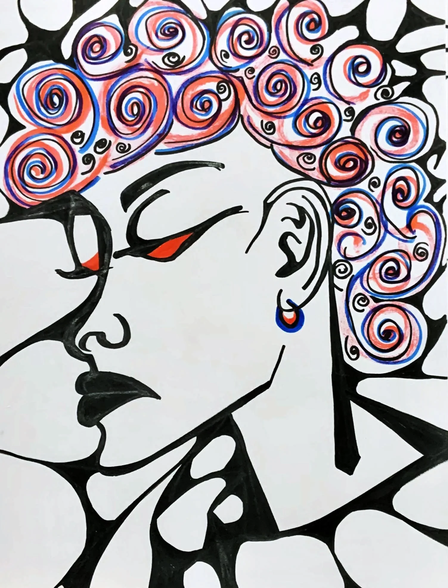 Attitude, acrylic marker on 16x20 canvas