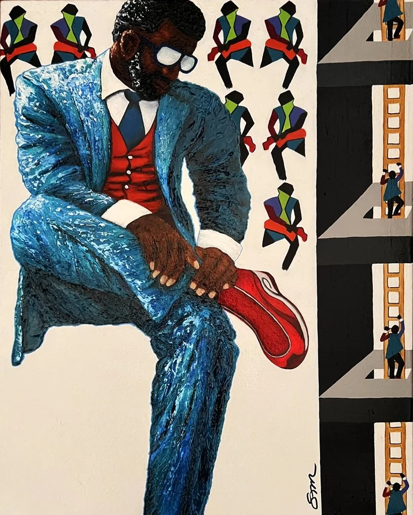 A Baller Contemplates, acrylic on 24x30 canvas