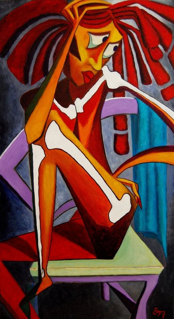 What?, acrylic on 32x35 canvas