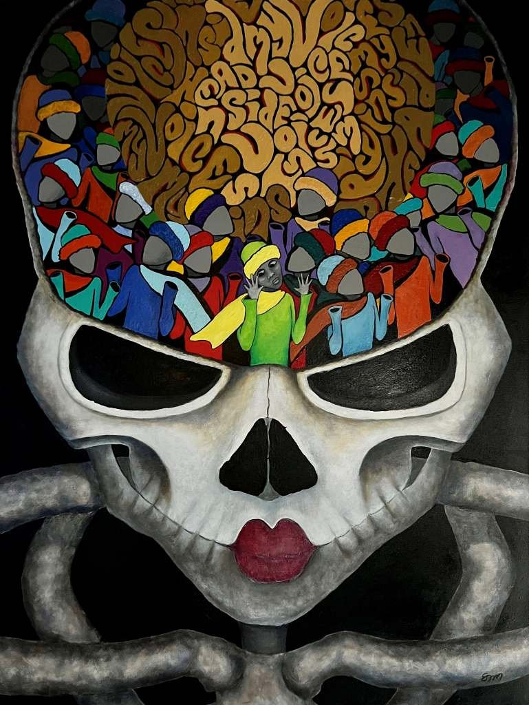 Voices Inside My Head, acrylic on 36x48 canvas