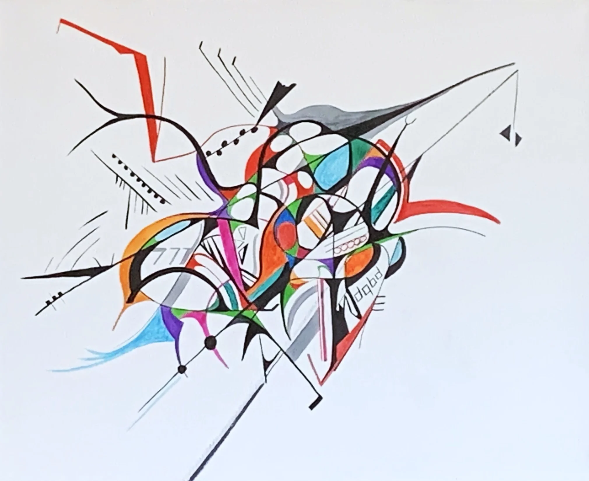 Airborne, acrylic marker on 16x20 canvas