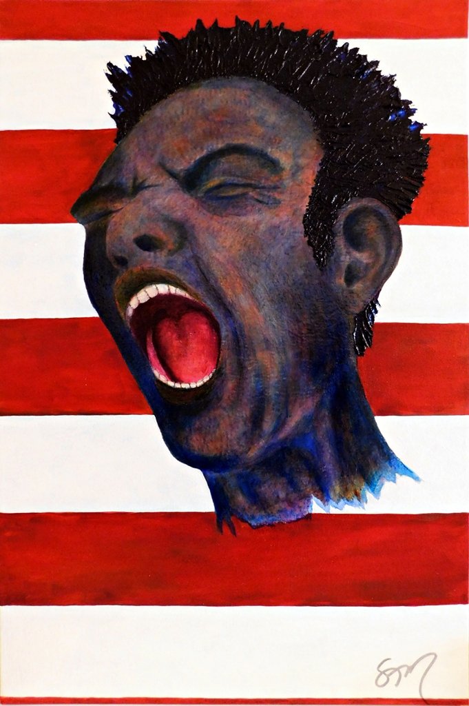 Red, White and Blue, acrylic on 20x30 canvas