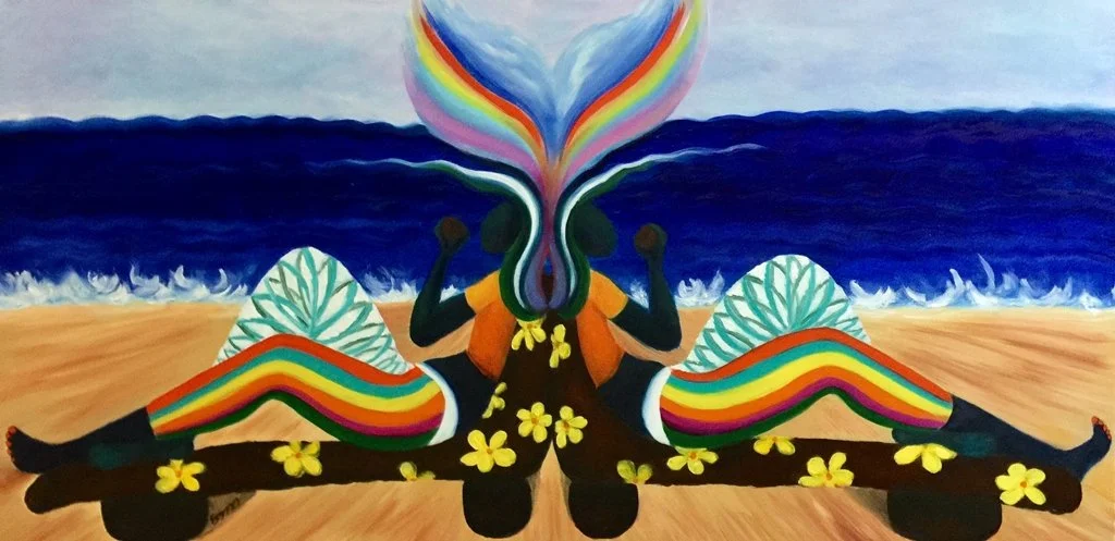 Blossoms by the Sea, oil on 24x28 canvas