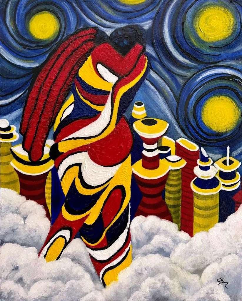 Fusion aka Girl Kissing Boy, acrylic on 24x30 canvas