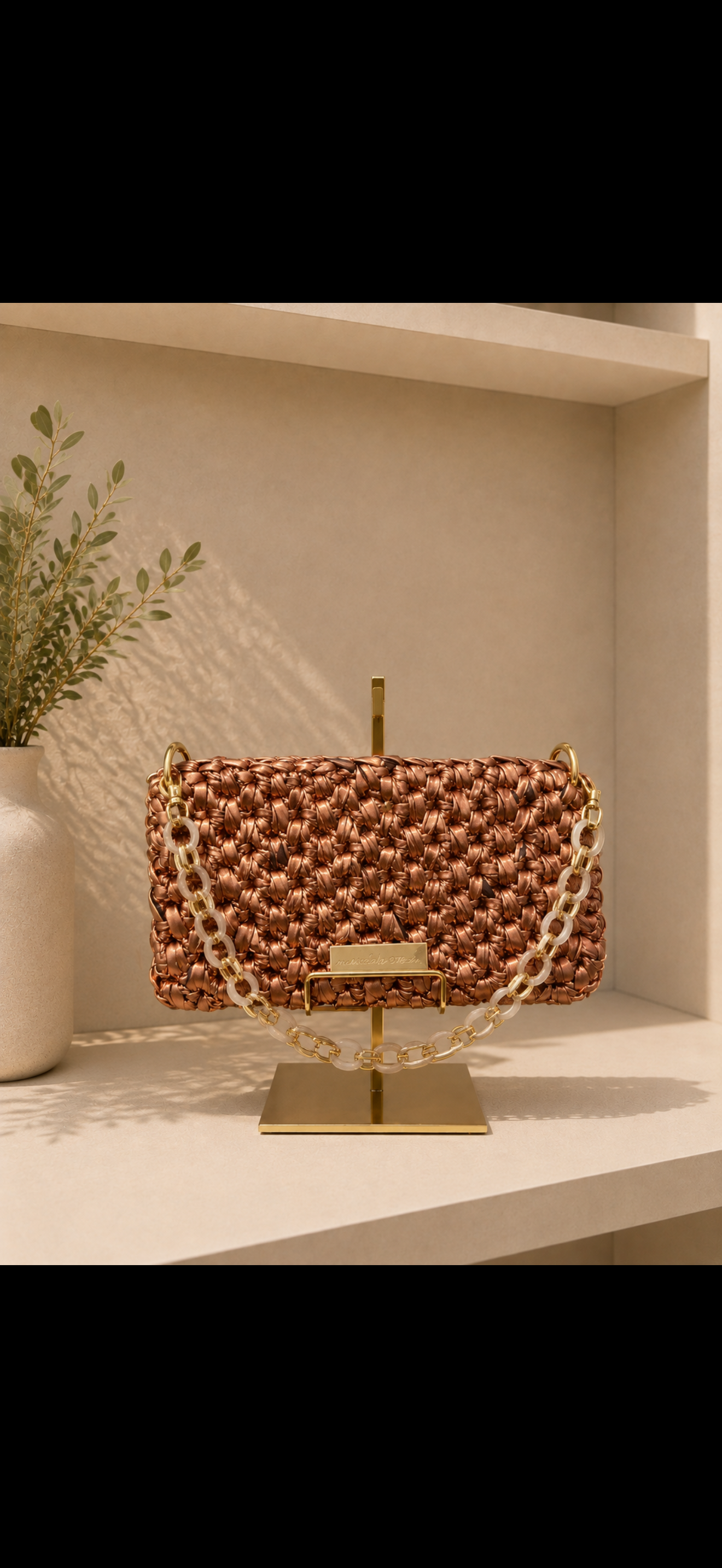 Bronze Luxe Crochet Clutch