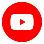 YouTube logo with a red circle and white play button