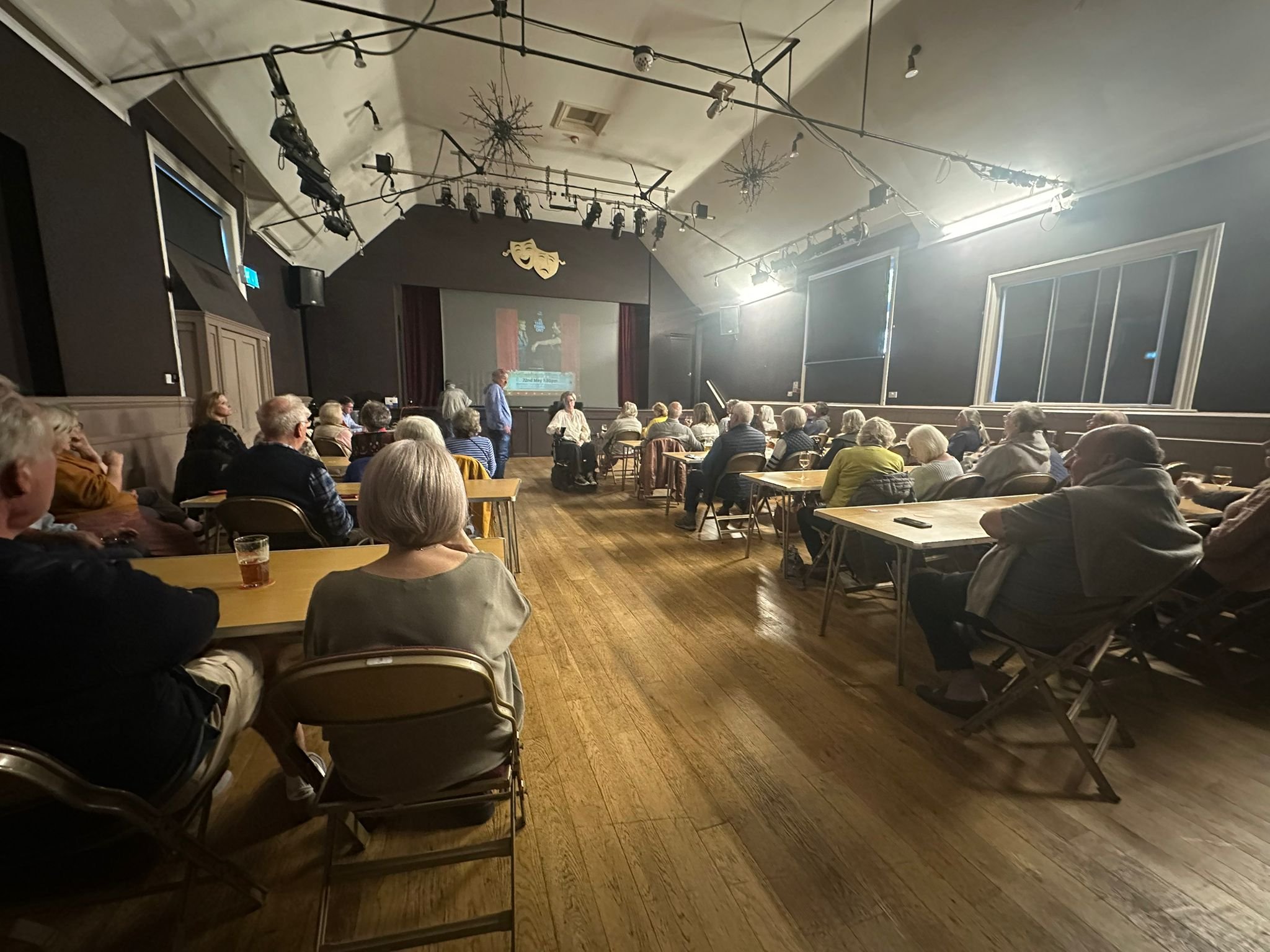 One of our community film nights at the Windlesham Club & Theatre with Tracy introducing the film.
