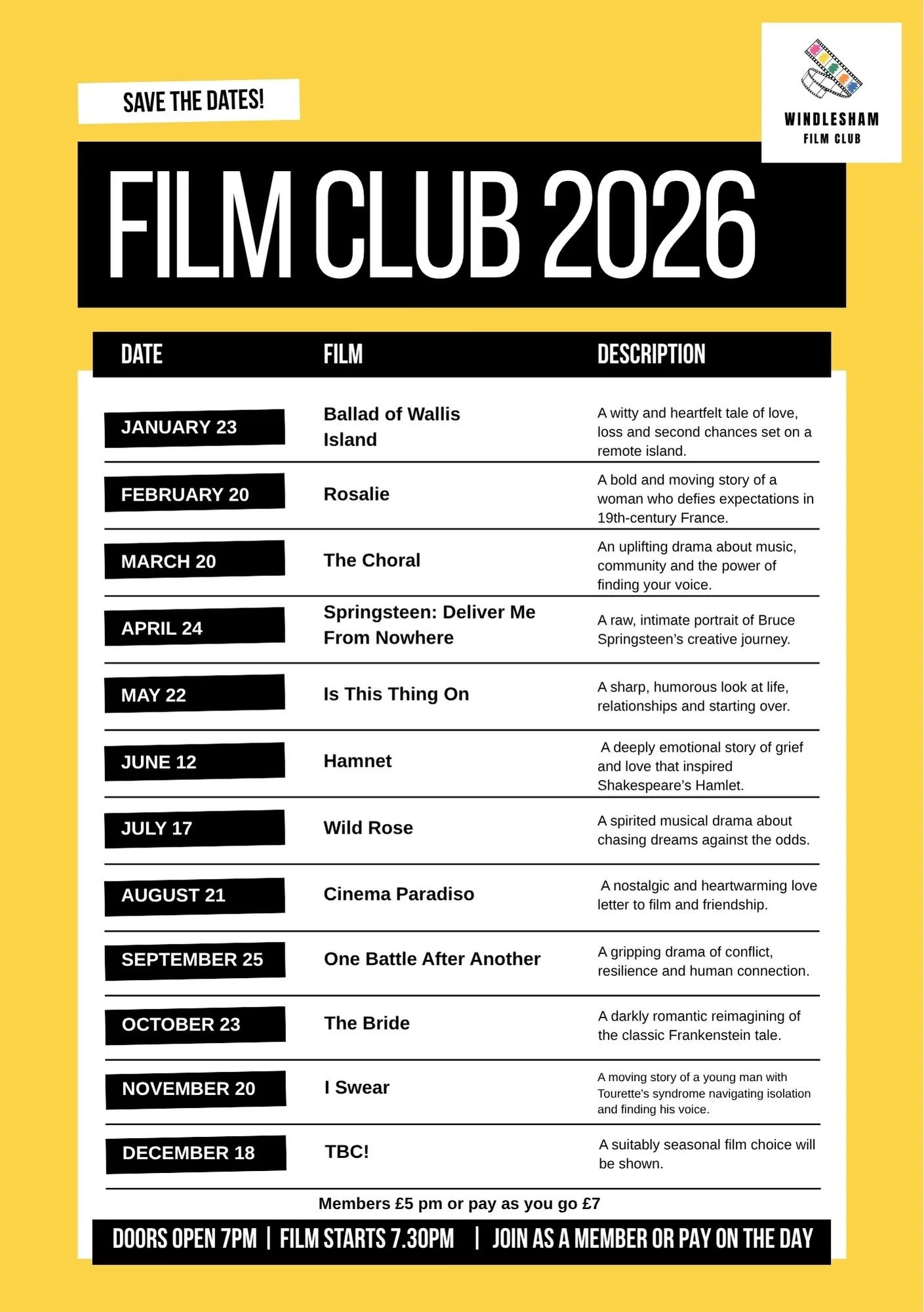 Film List for 2026