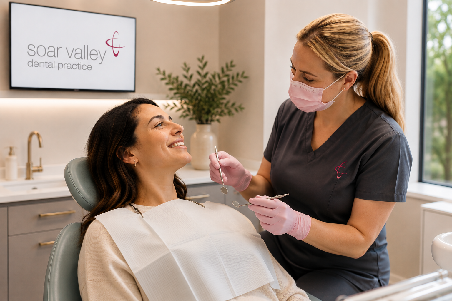 Dental hygienist providing routine preventive care to a patient at Soar Valley Dental Practice