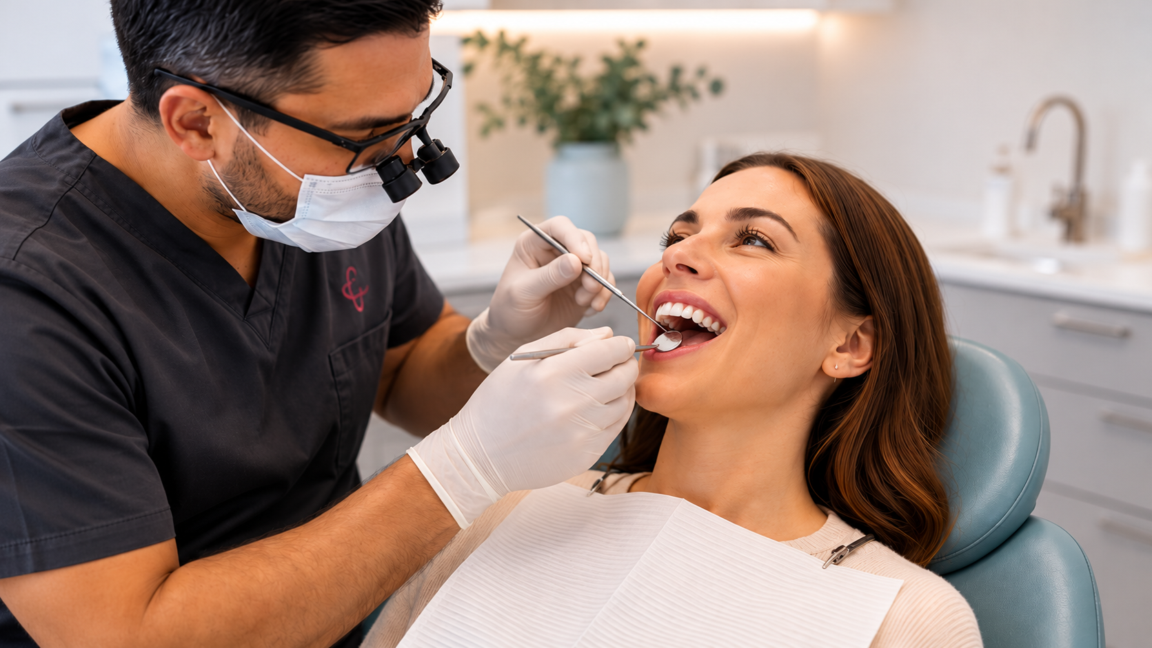 Dentist carrying out examination