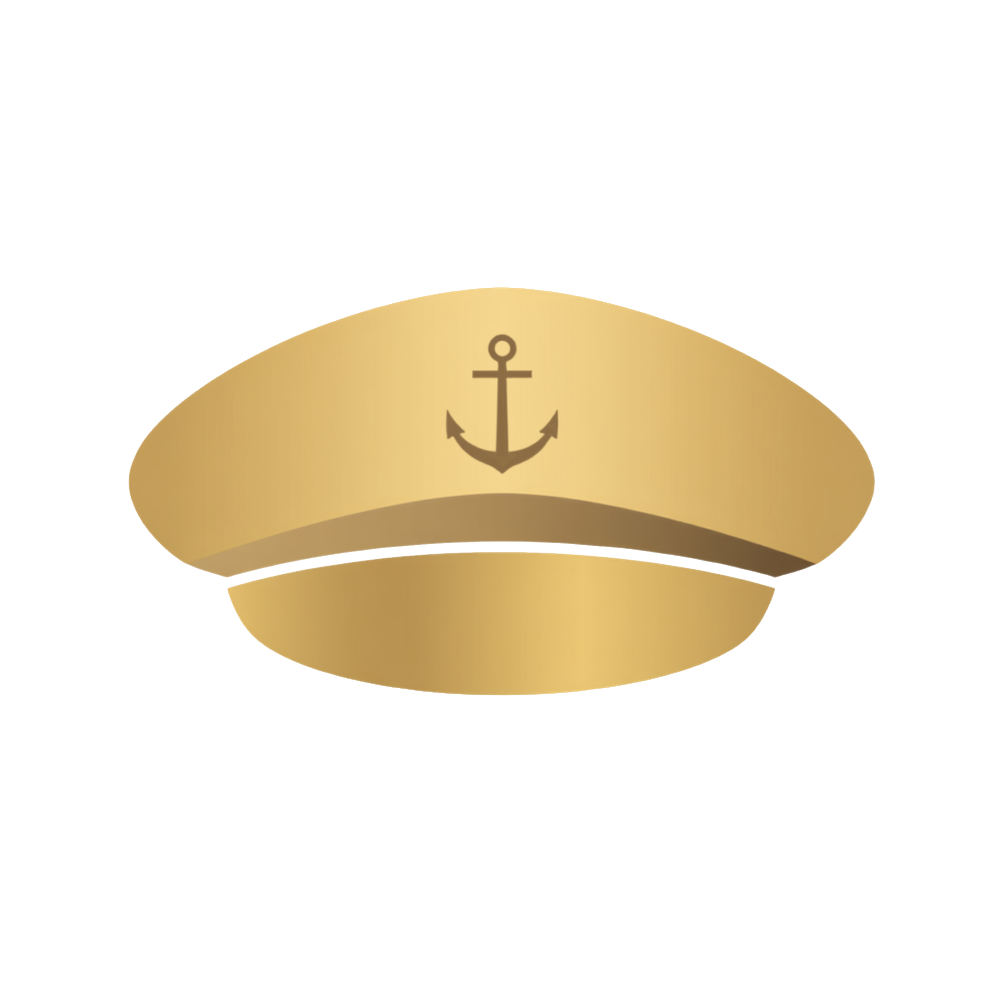 Close-up of a gold ring with an anchor symbol engraved on the top surface.