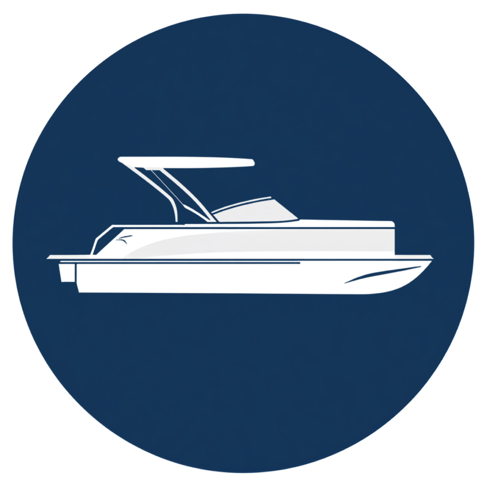 A navy blue circle featuring a white outline of a vintage record player.