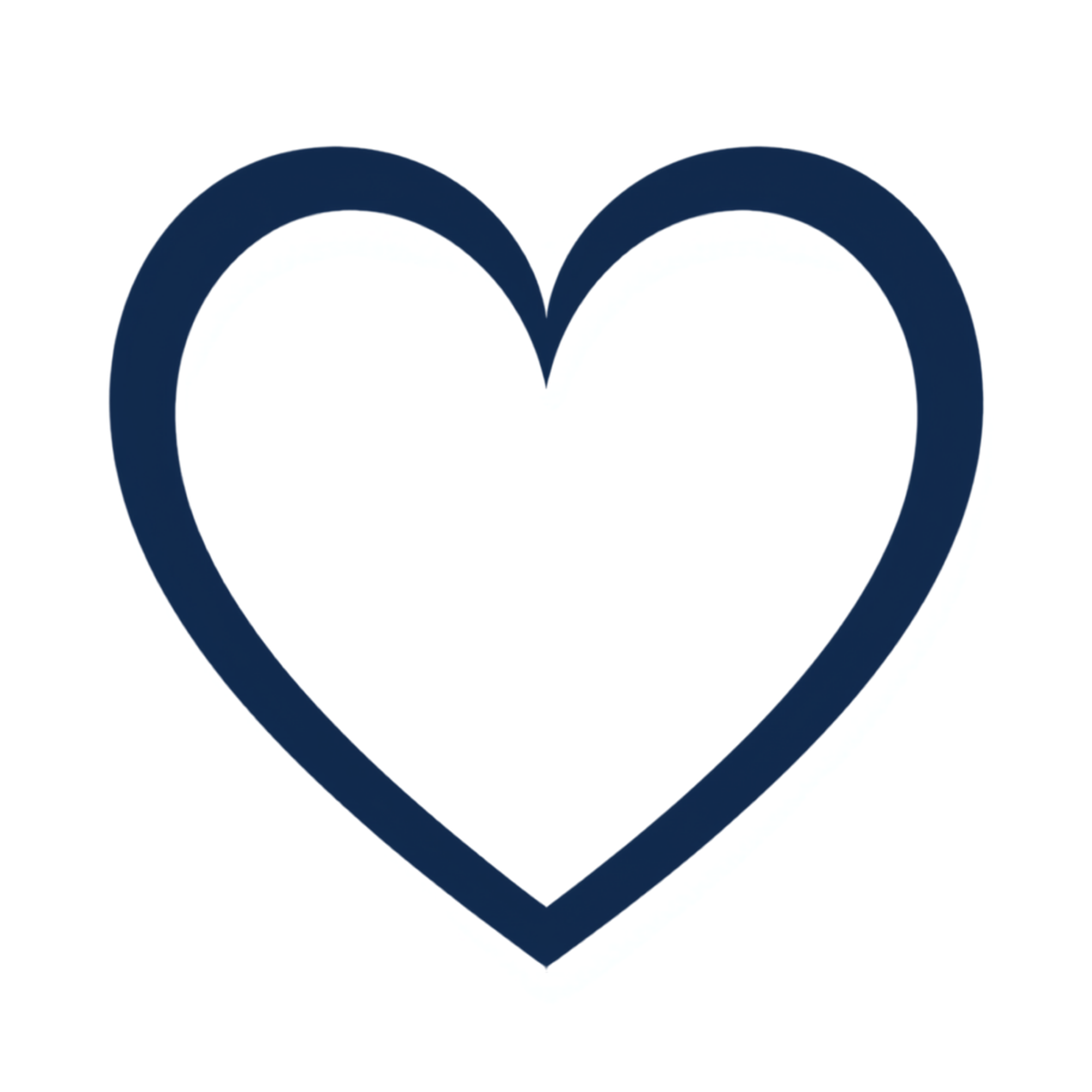 Stylized heart outline with dark blue color.