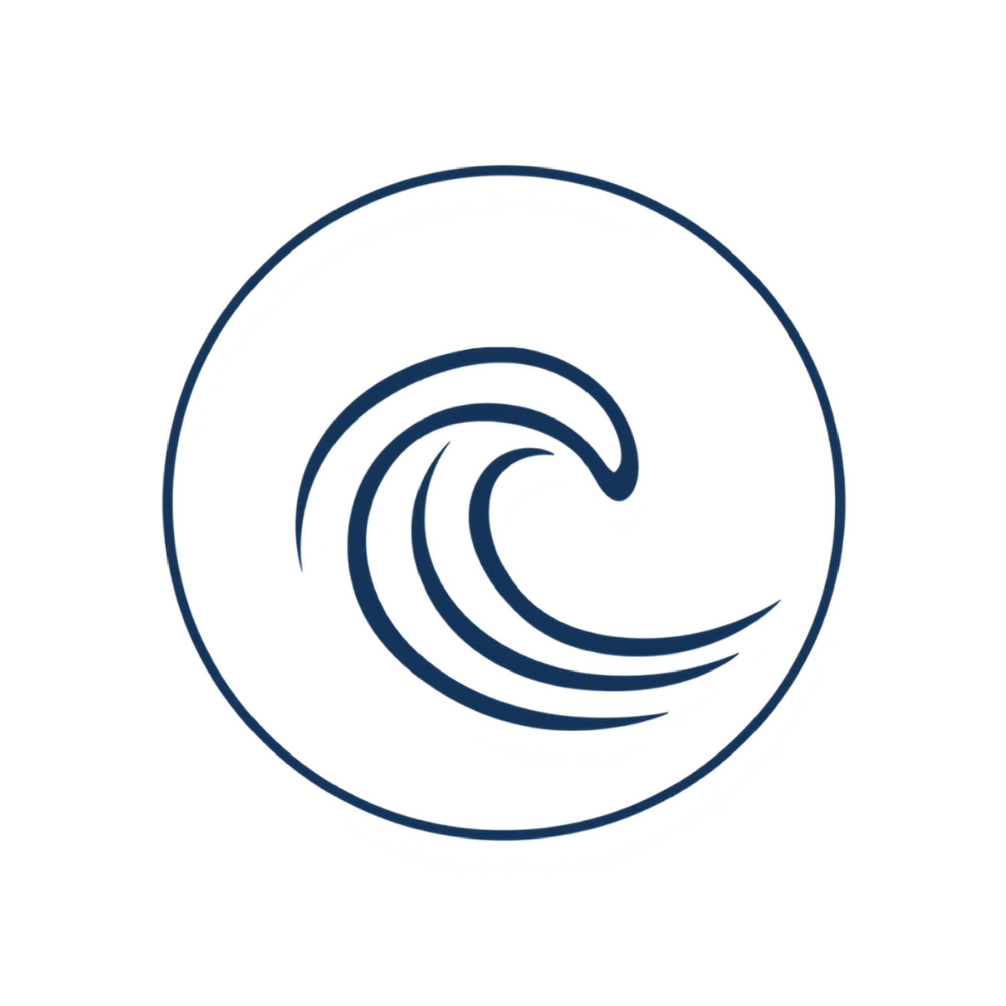 A spiral pattern with dark blue lines on a white background.