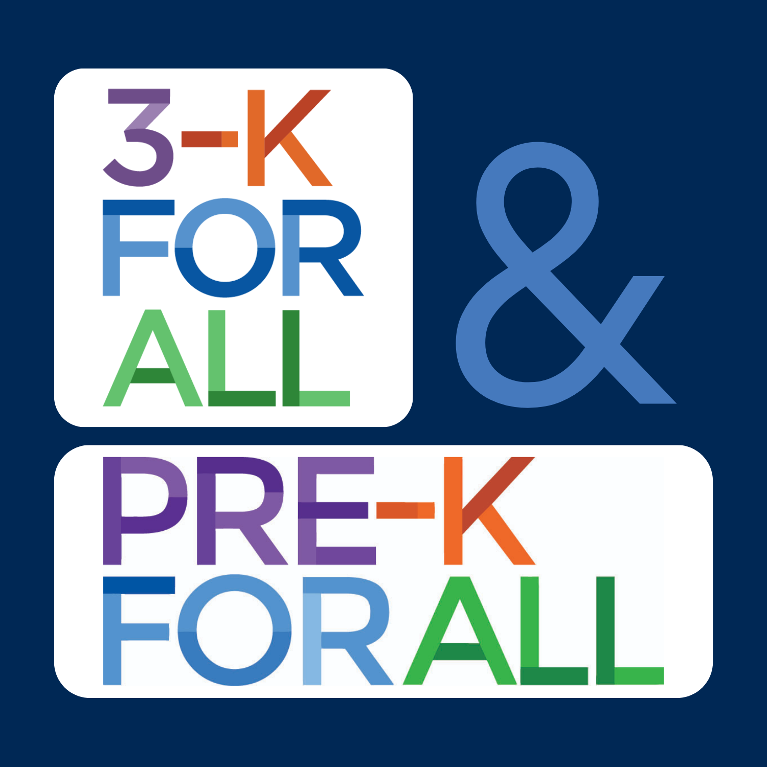Graphic with colorful text promoting 3K for AI and pre-K educational content, set on a dark background.