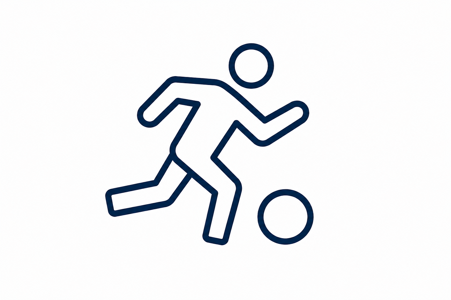 サッカーをしている人のシンプルな線画