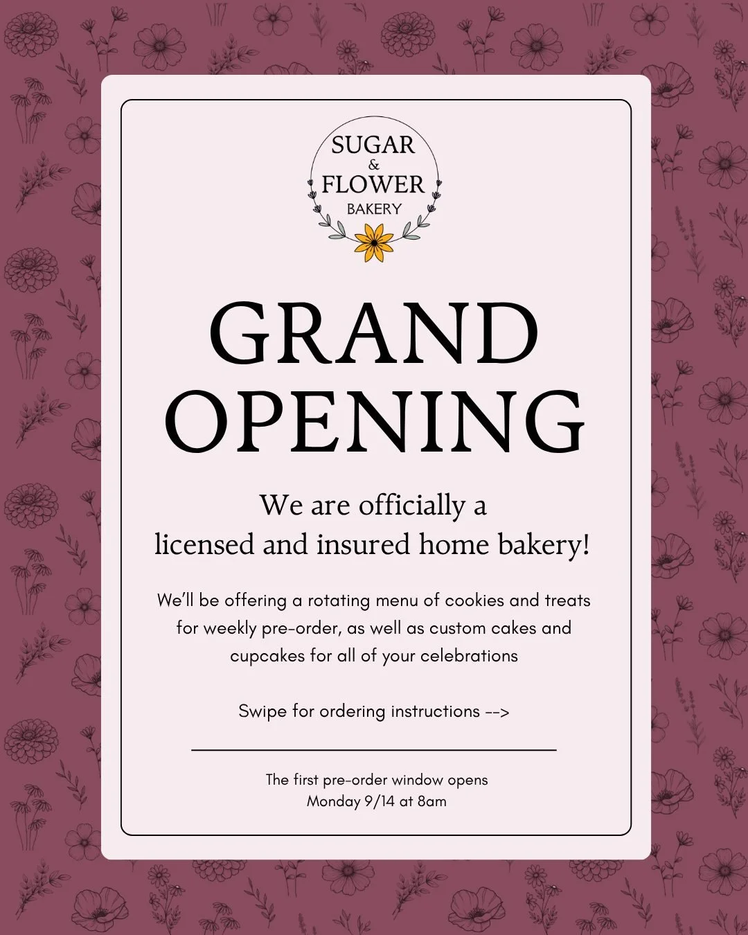 Some exciting news: we&rsquo;re officially a licensed and insured home bakery!! 🥳

The first weekly Cookie Pre-Order opens TOMORROW, Monday 9/14 at 8am! (link in bio)

It&rsquo;s been a journey and we&rsquo;re incredibly grateful to everyone who has