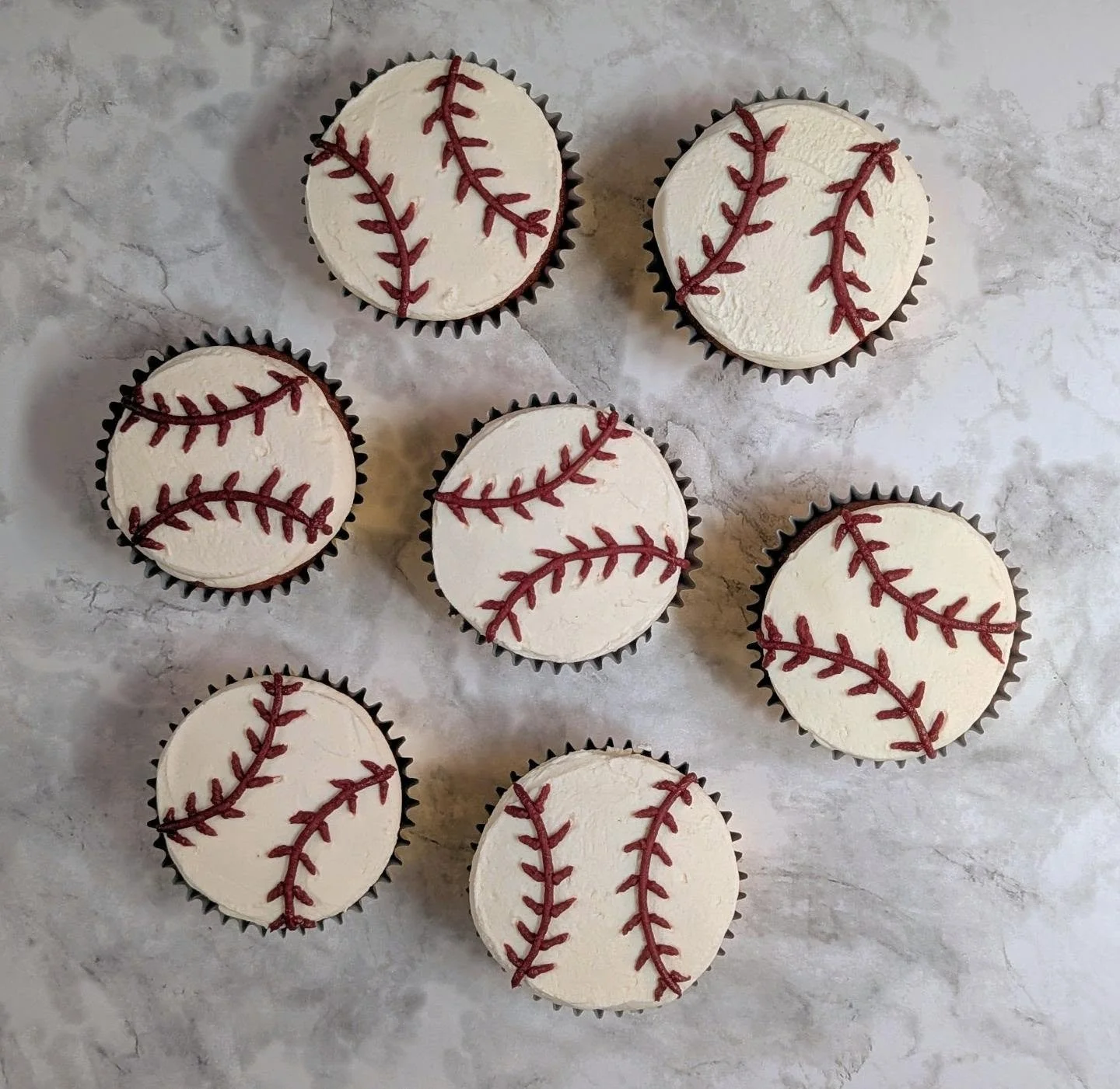 Red velvet baseball cupcakes for a birthday party!