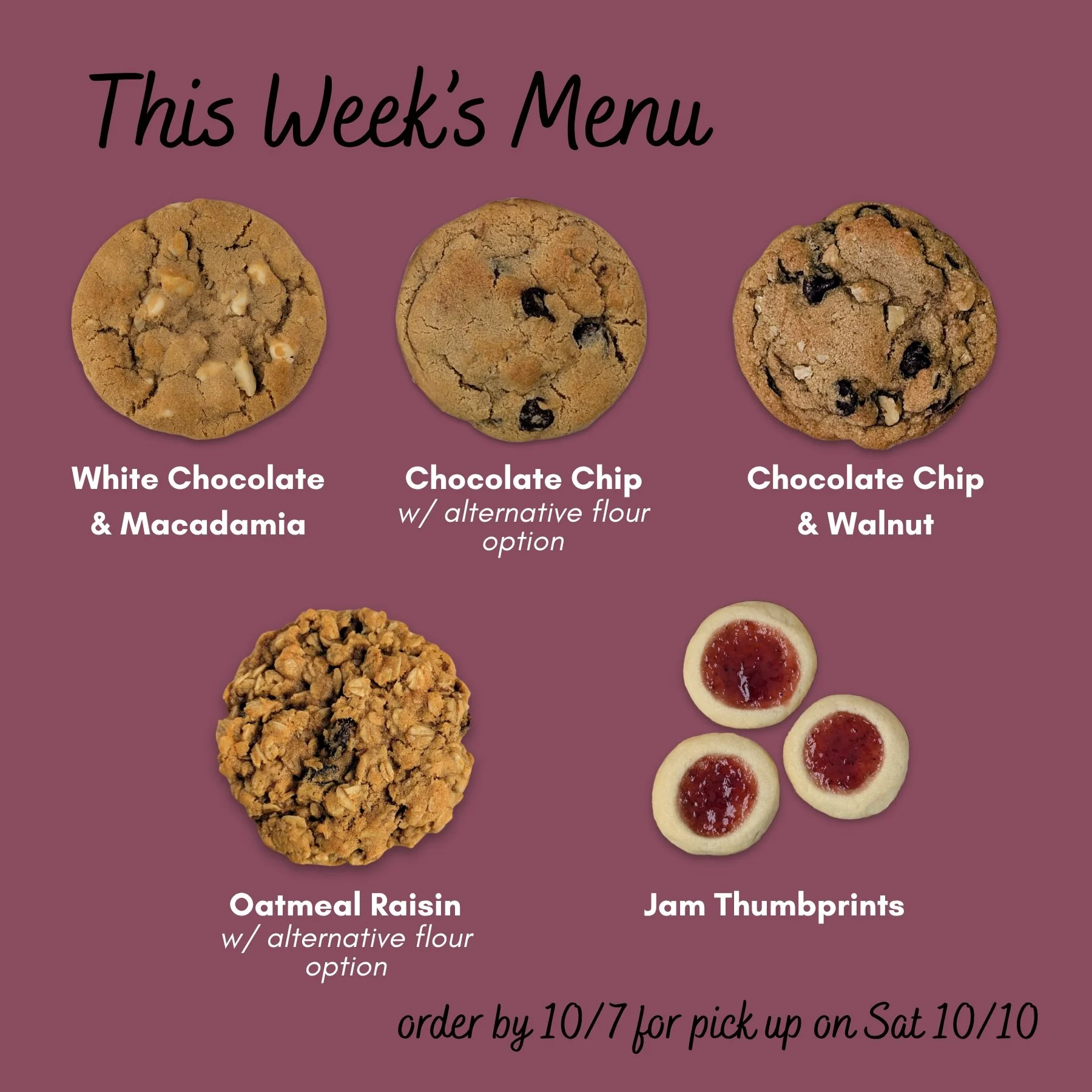 Pre-orders open Monday at 8am via hotplate.com/sugarandflowerbakery (link in bio)

We're back with some exciting news! Starting this week we'll be offering at least 1 cookie flavor each week with an alternative flour option 🥳

What is "alternat