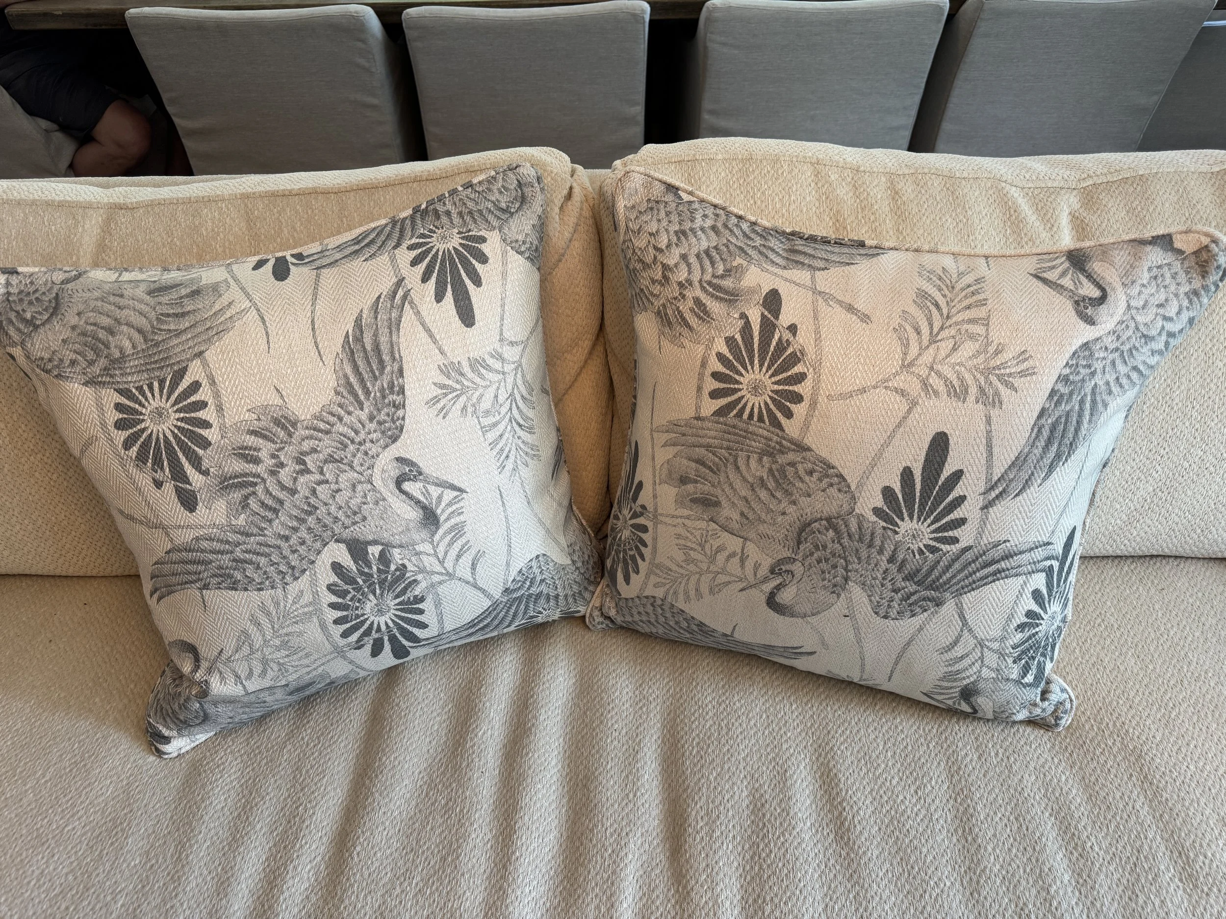 Pair of Montague Bird Pillows (2) with Down and Feather Inserts