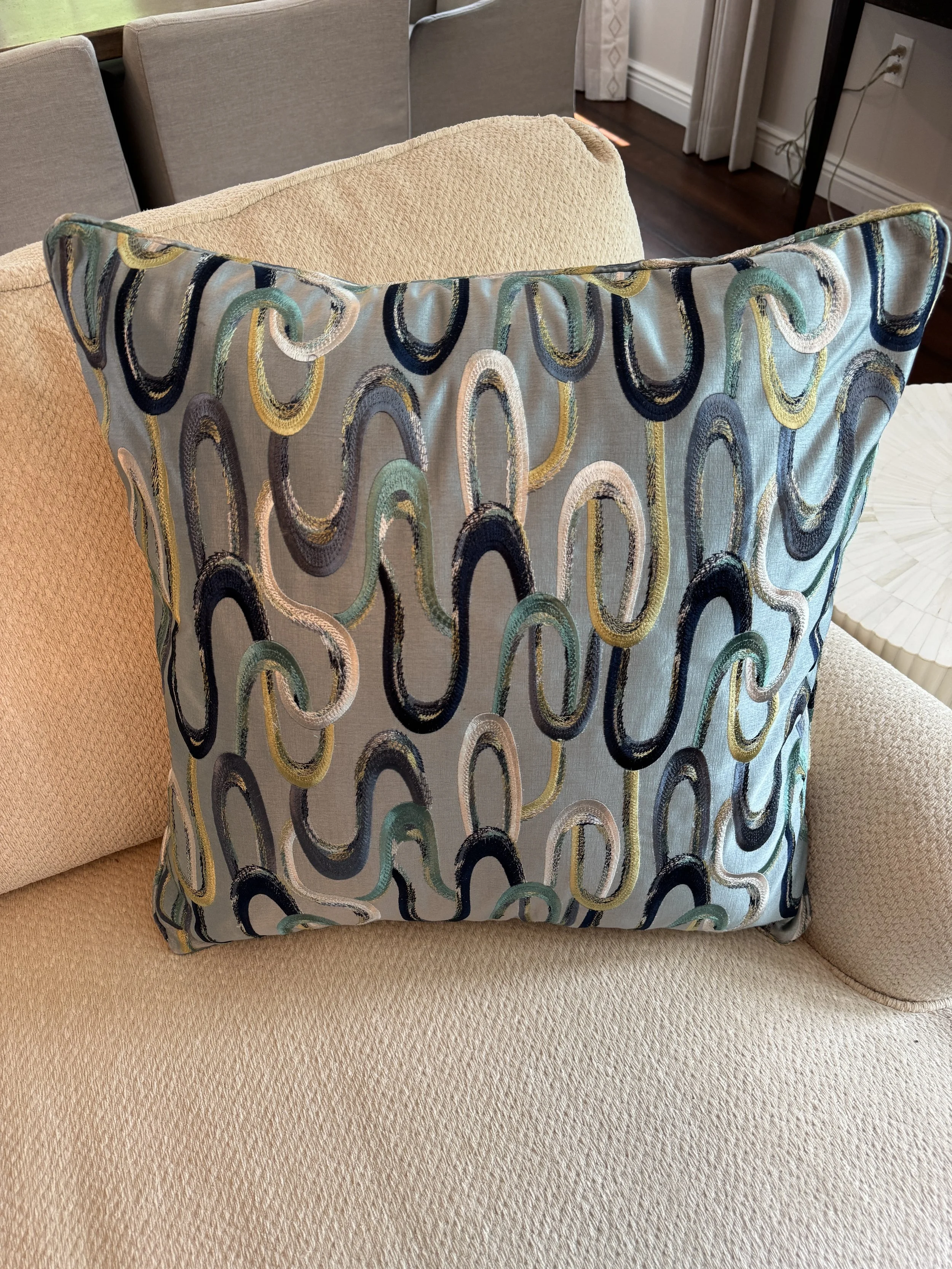 Swerve 22 x 22 Embroidered Square Pillow with Down and Feather Insert