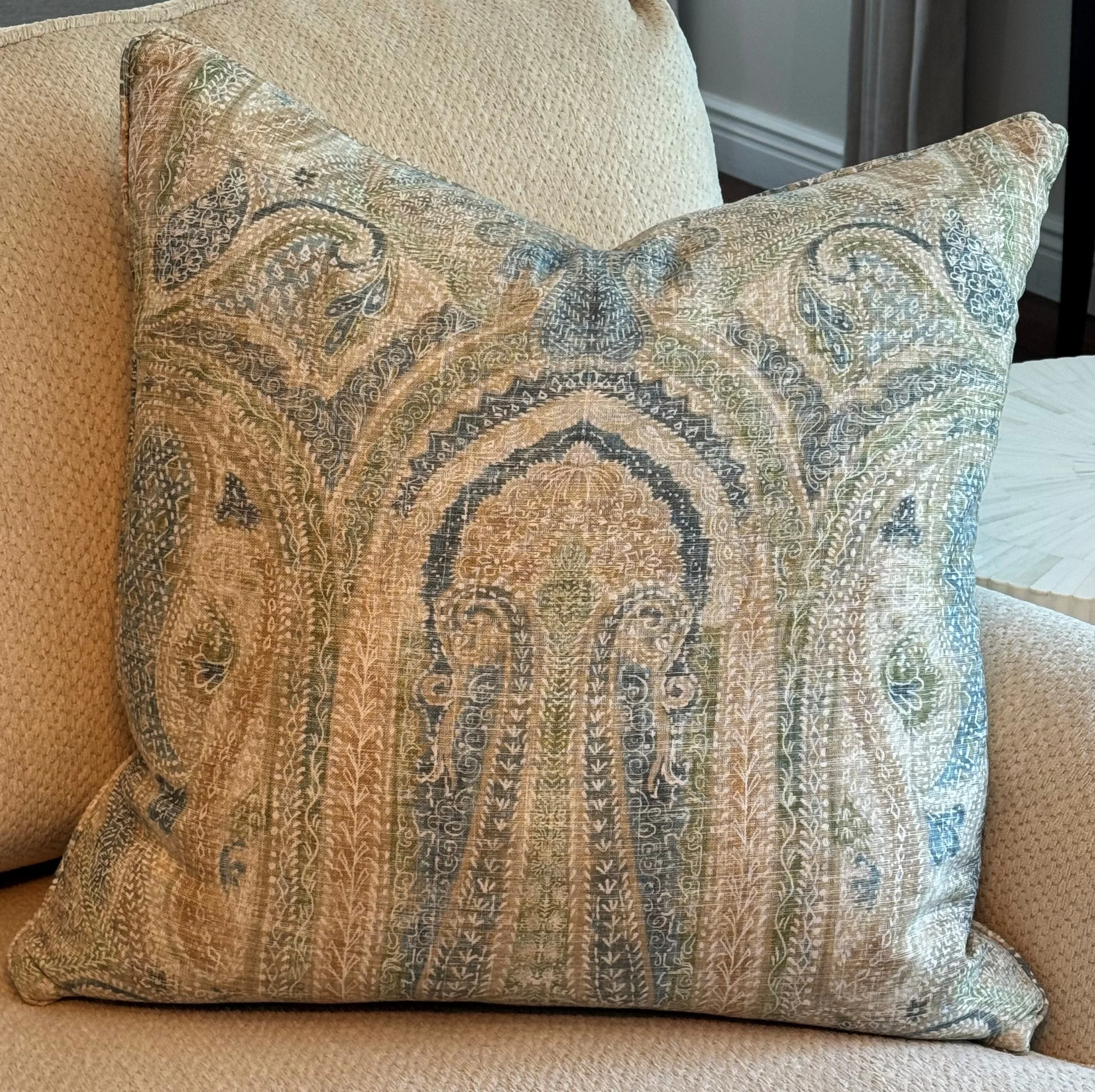 Paisley Mineral Pillow With Feather and Down Insert