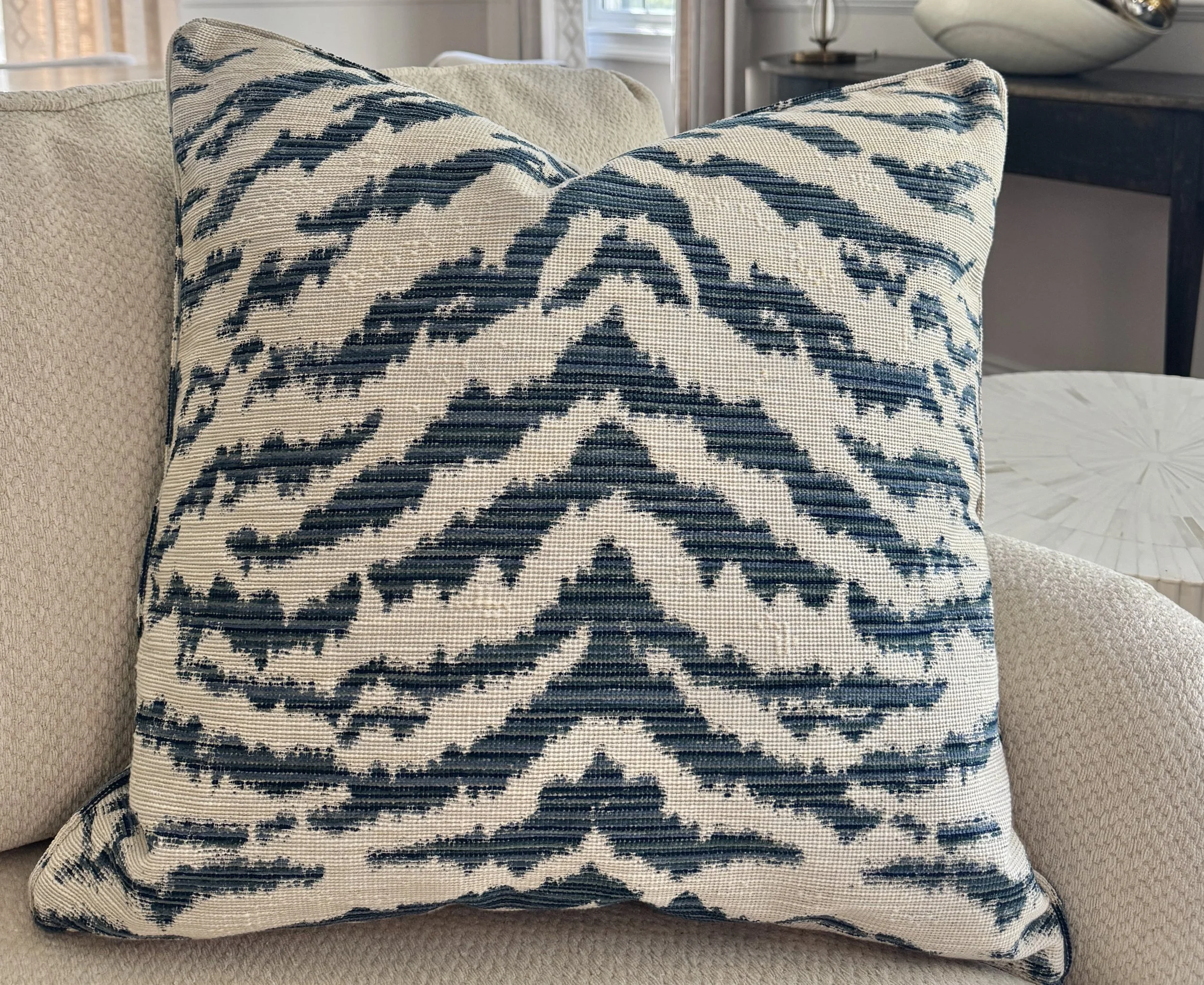 Indigo Square Pillow 22 x 22 With Feather and Down Insert