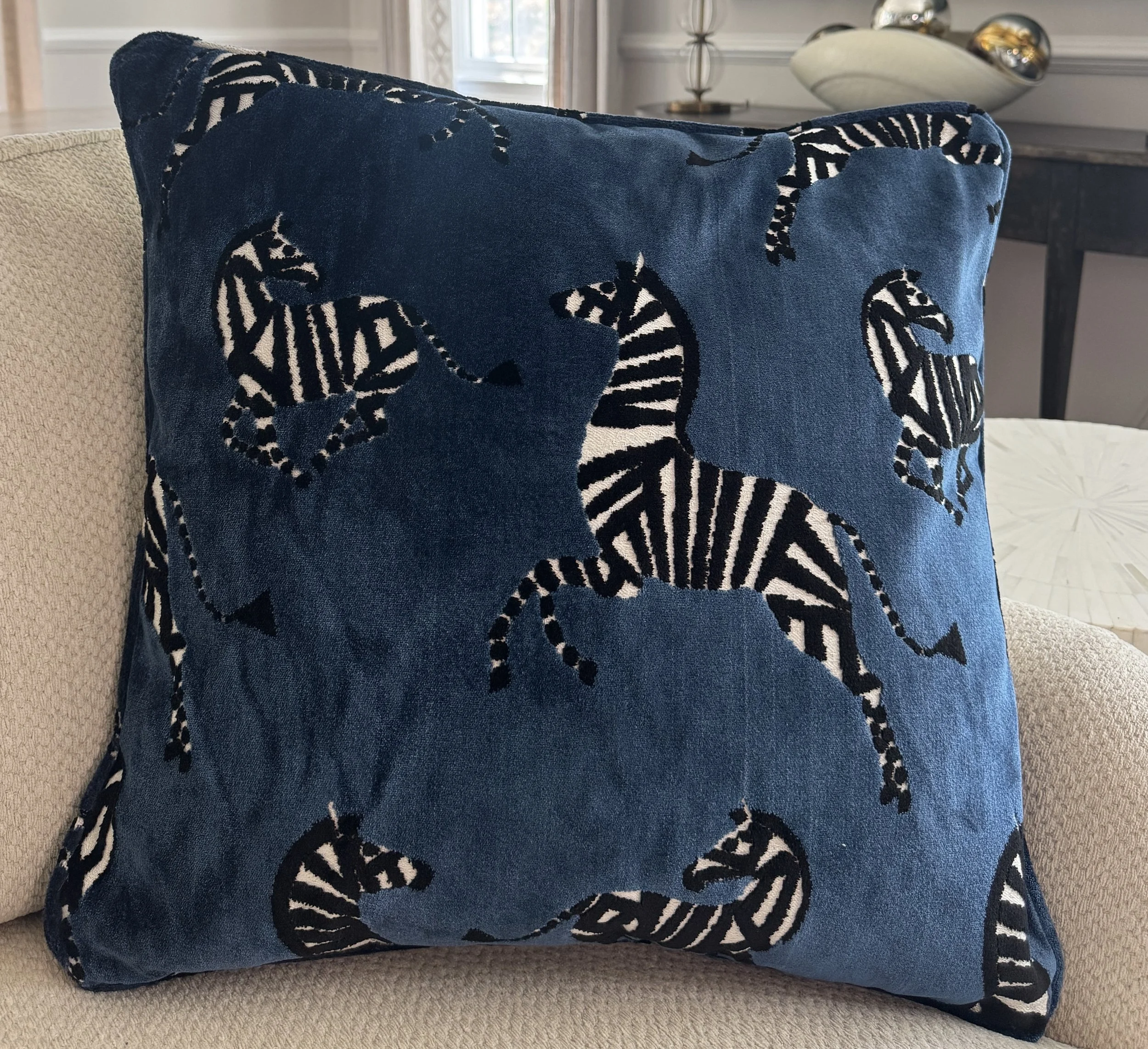 Zebra Zebra Square Pillow with Down and Feather Insert