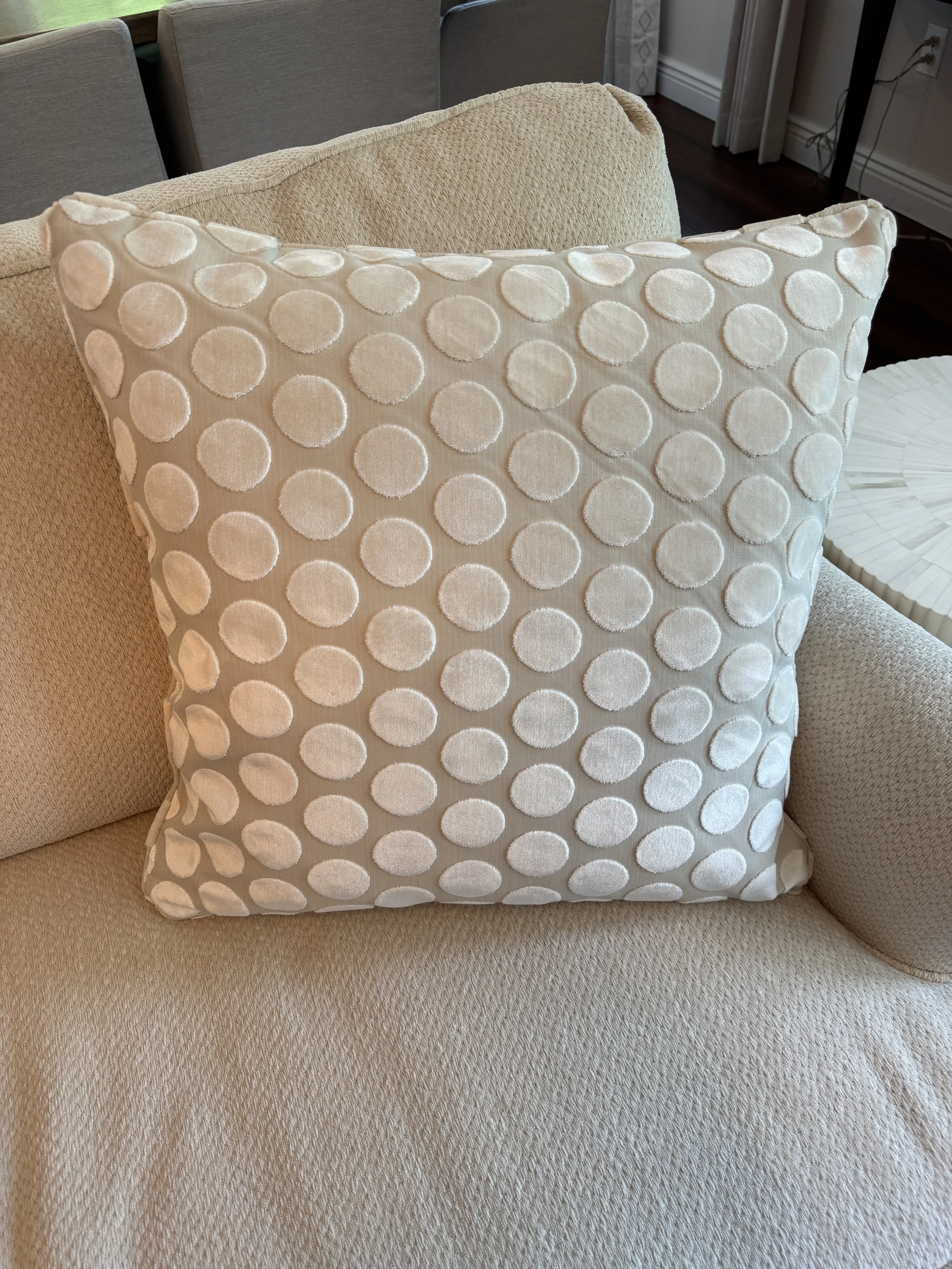Polka Dots White Pillow with Down and Feather Insert