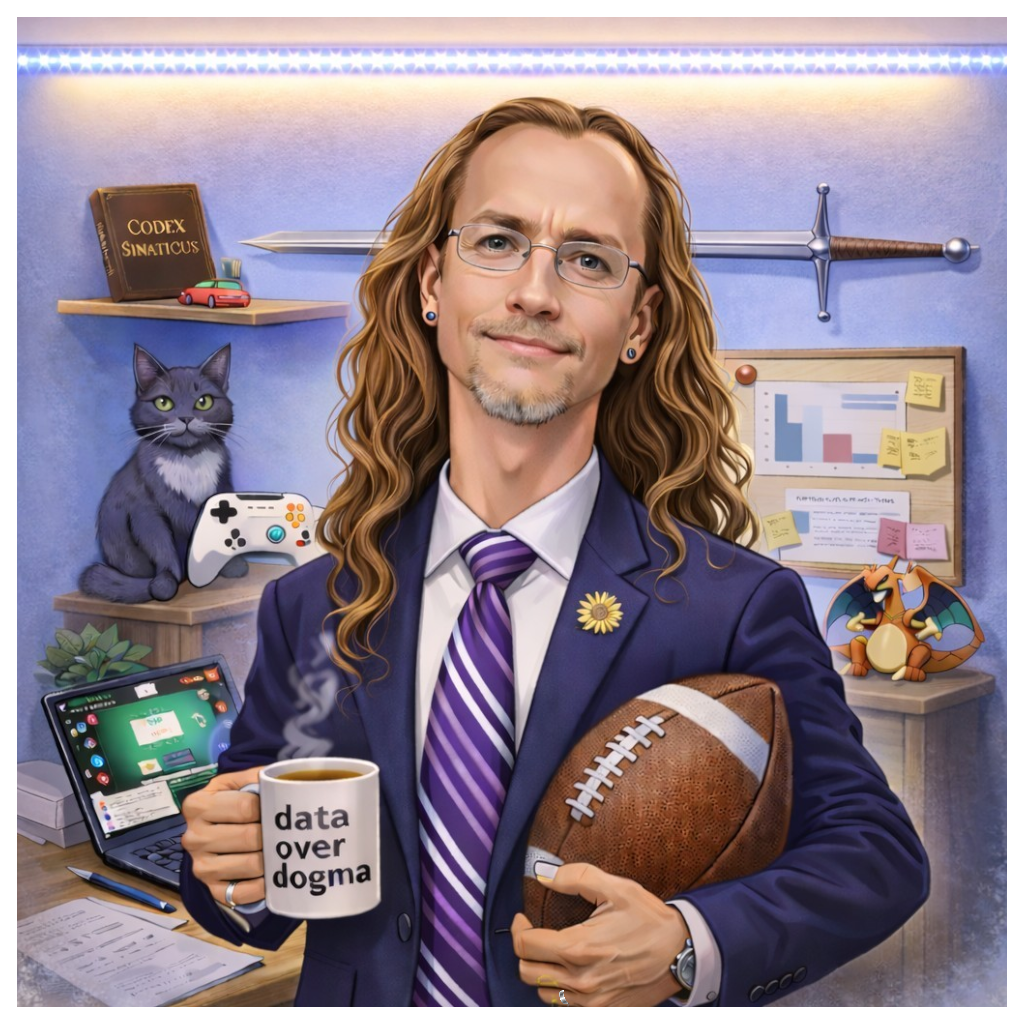 Coach Brice Williams ; Brice A. Williams , in his office with items related to his interests: Academic and personal.