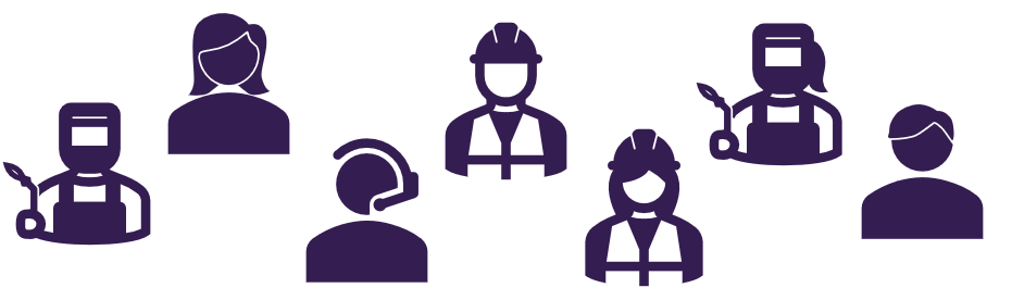 Icons of a diverse team of workers and leaders representing the good people and strong leadership Paradox Stewardship looks for in every acquisition.