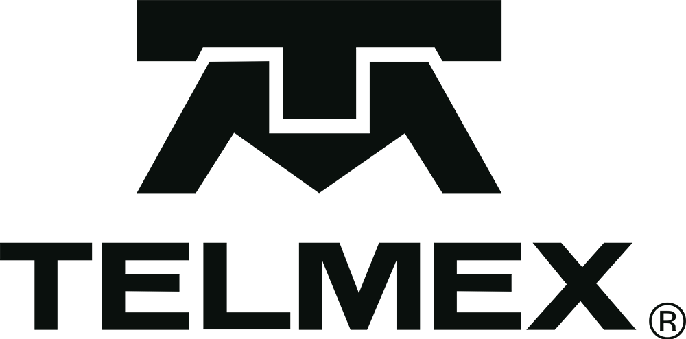 TELMEX logo with stylized 'M' at the top